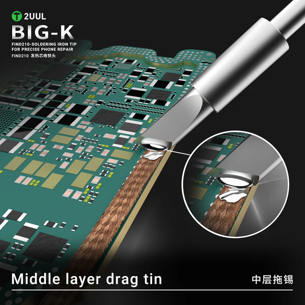 2UUL FD21 Big-K Soldering Iron Tip for C210 Soldering Station (5 Pack)