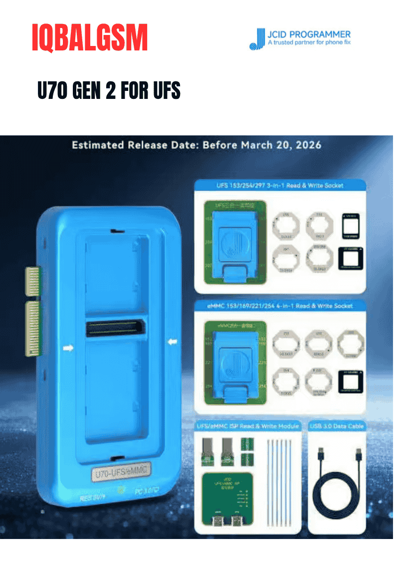 jcid U70 Gen2 UFS Programmer For Android UFS/eMMC/ISP Nand Repair