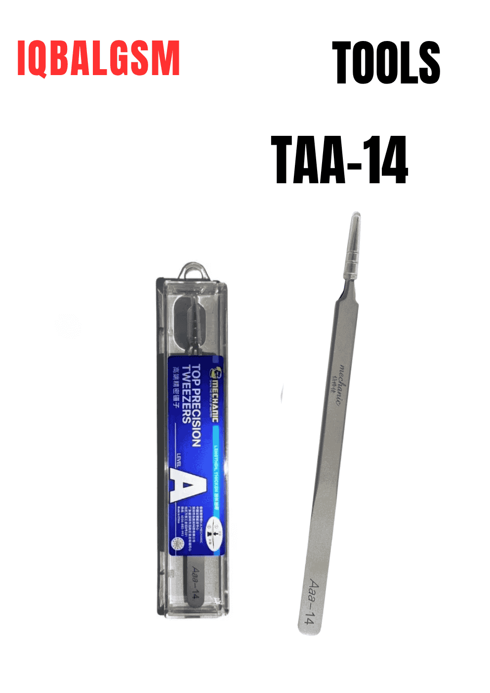 Mechanic Aaa-14 Ultra Fine High Hardness Stainless Steel Tweezers for Mobile Phone Repair