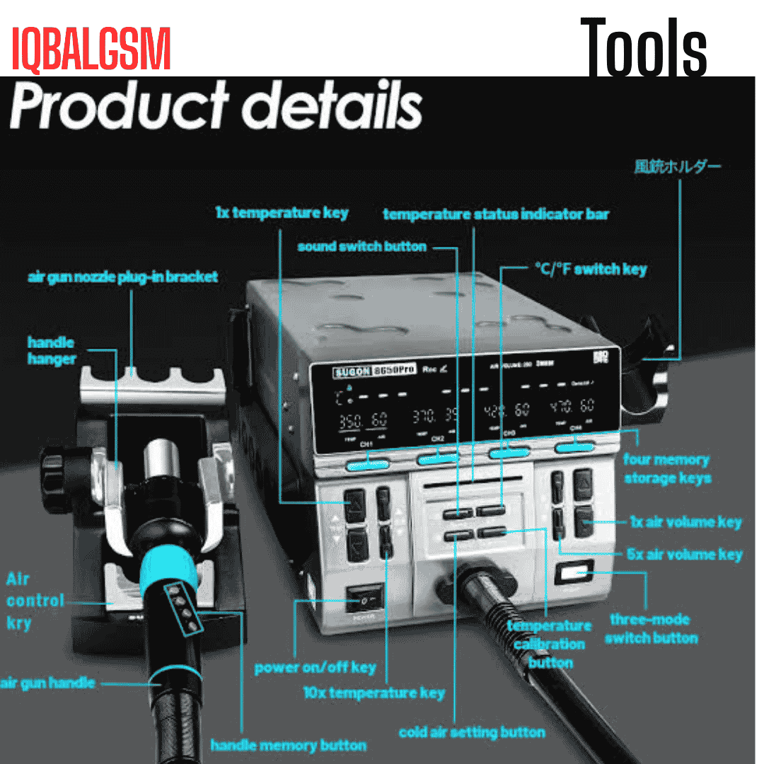 SUGON 8650Pro 1300W Hot Air Rework Station New 2025 Edition For Mobile Repair SMD