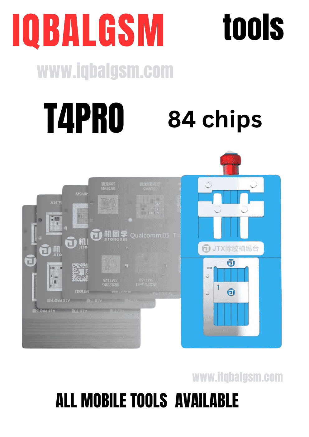 JTX T4 Pro Universal Chips Glue Removal And Reballing Platform stencil 