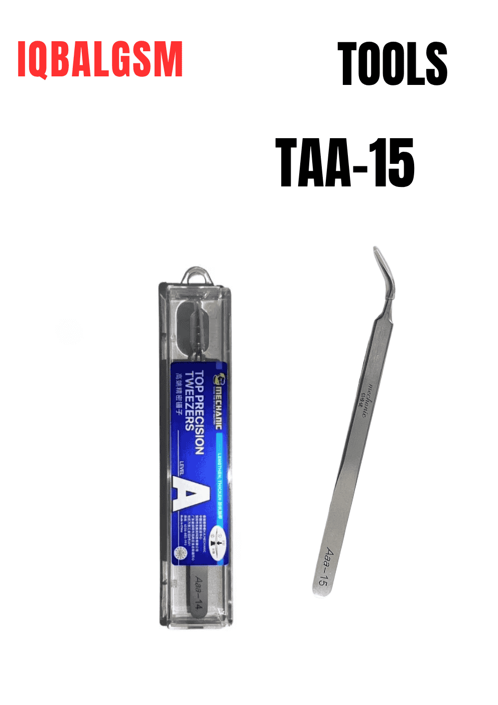 Mechanic Aaa-15 Ultra Fine High Hardness Stainless Steel Tweezers for Mobile Phone Repair