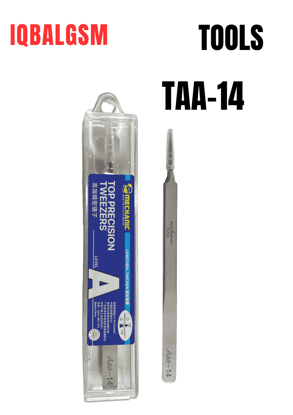 Mechanic Aaa-14 Ultra Fine High Hardness Stainless Steel Tweezers for Mobile Phone Repair