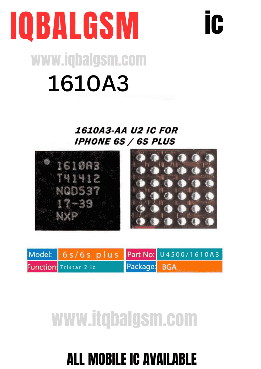 1610A3 new U2 Charge IC for iPhone 6S / 6S Plus / SE