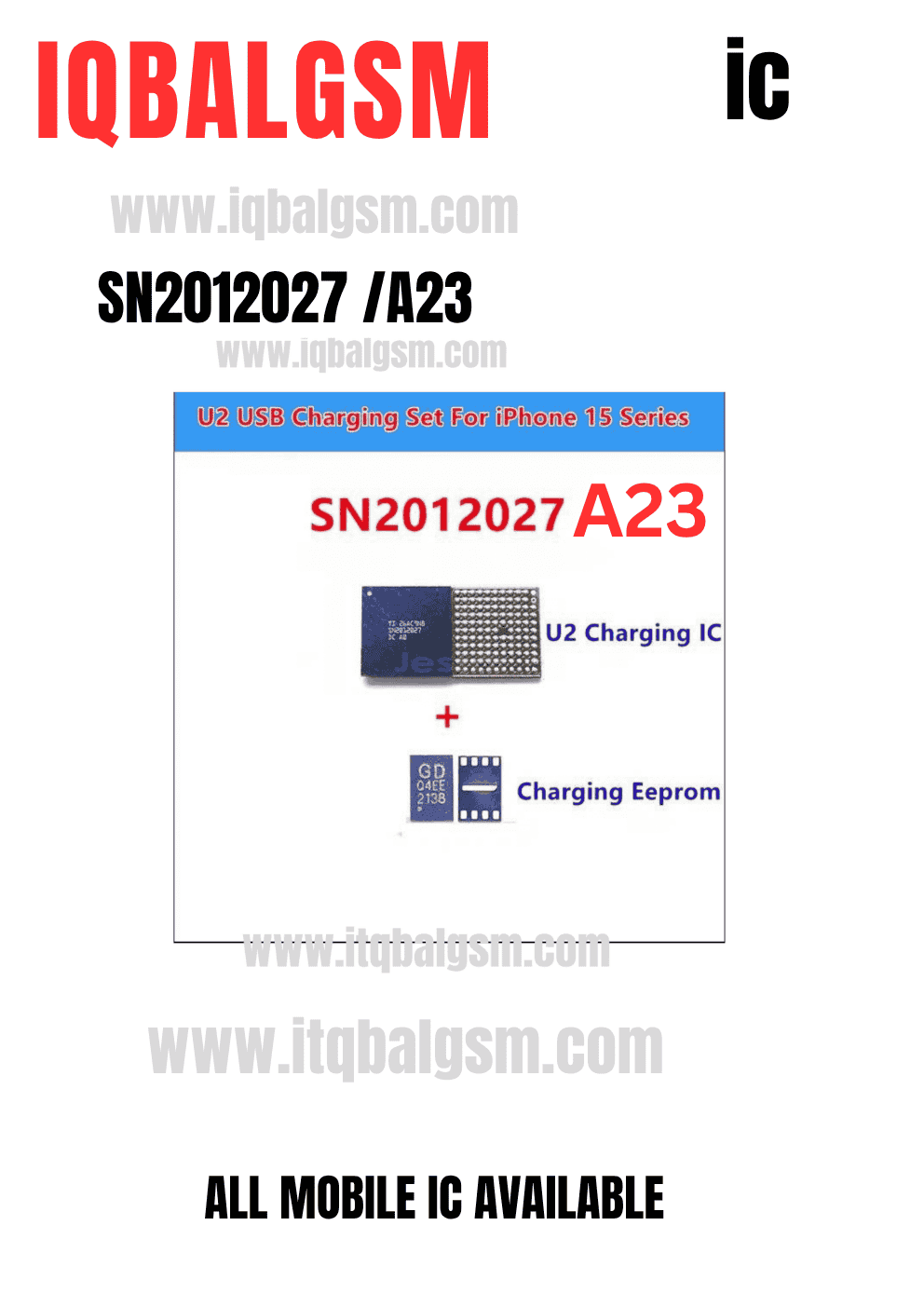 U2 Sn2012027   (A23)  org charging-ic-for-iPad  air 6 