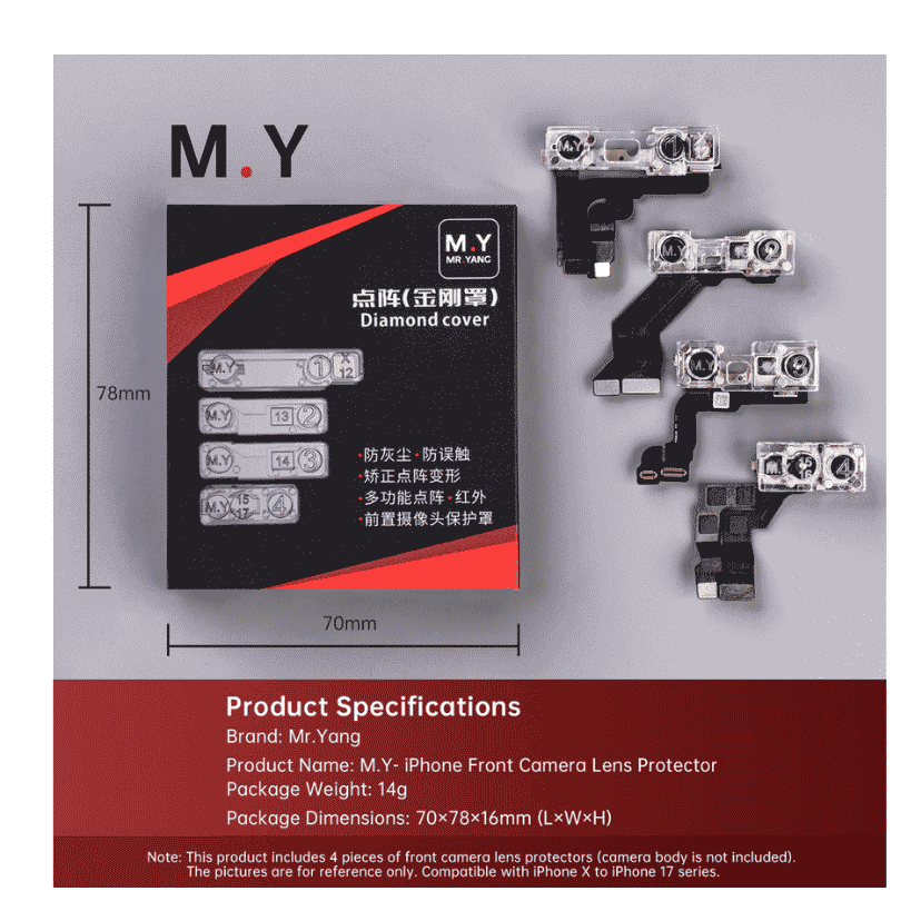 YCS 4Pcs Dot Matrix amond Cover — Front Camera Lens Protector Anti-Dust