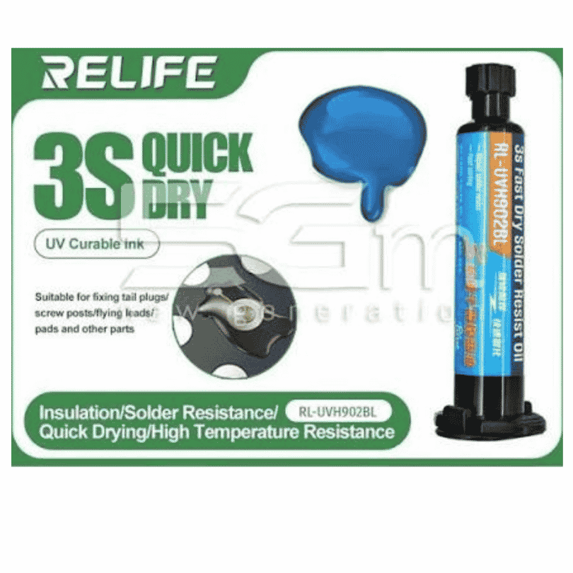 Relife RL-UVH902BL (blue) 3S UV Quick Curing Solder Mask for Mobile Phone Jumper Wire Mask