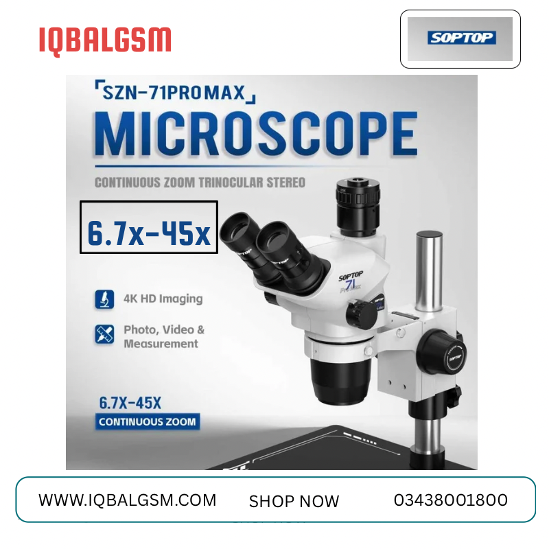 71 PRO MAX (white) ( 2 eye lens adjustable  ) SOPTOP HIGH-DEFINITION ZOOM TRINOCULAR STEREO MICROSCOPE