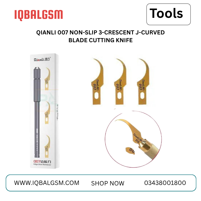 QIANLI 007 Non‑Slip Stainless‑Steel Handle with 3‑Crescent J‑Curved Blade for chip repair