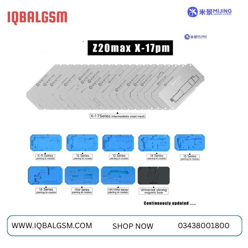 Z20 PRO MAX Mijing 29in1 iPhone X-17 Series Mid-Layer Motherboard Reballing and Tin Planting Platform.