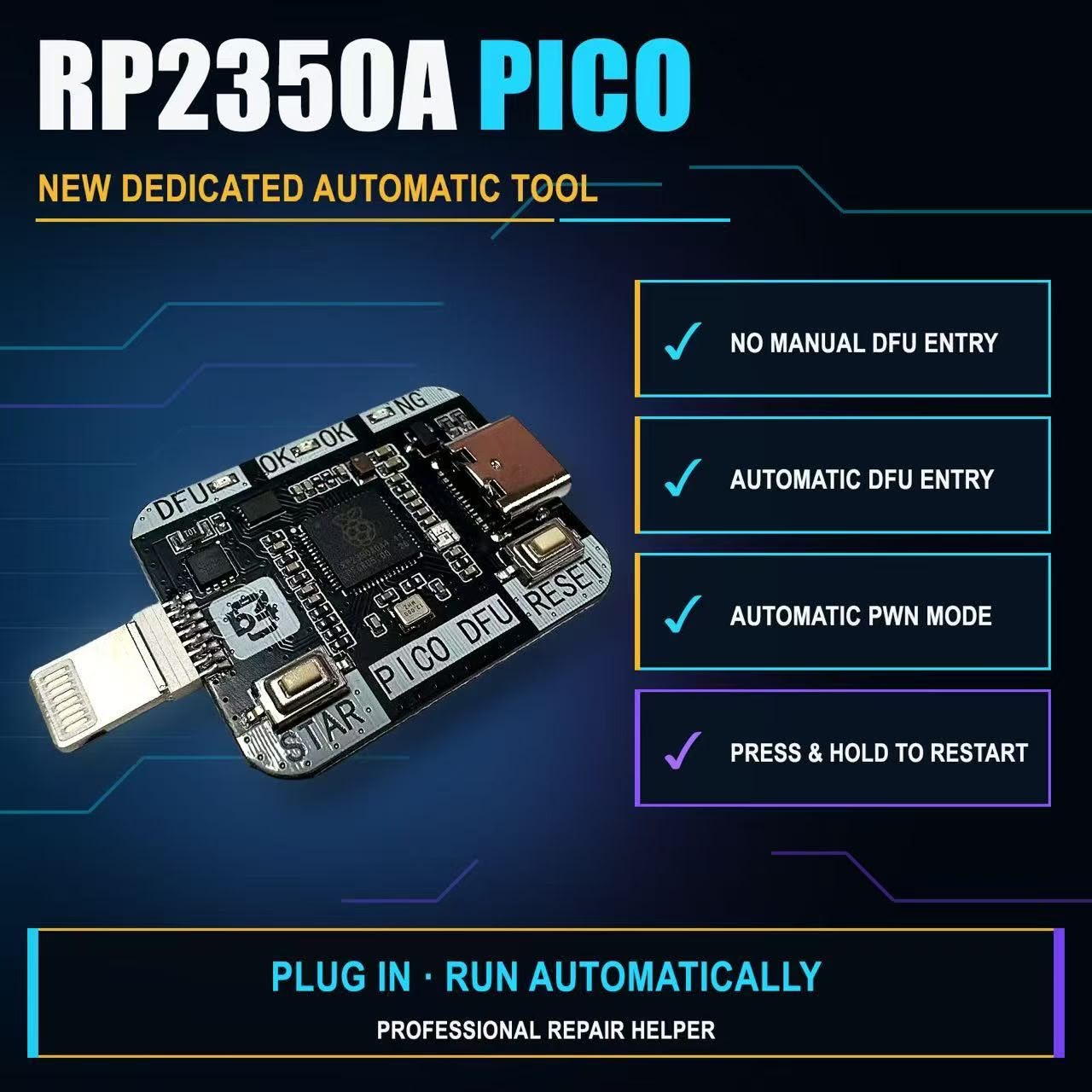 B4 Pico Mode DFU Board – RP2350 Microcontroller Tool for iOS Repair, Factory Reset & Purple Mode in Pakistan